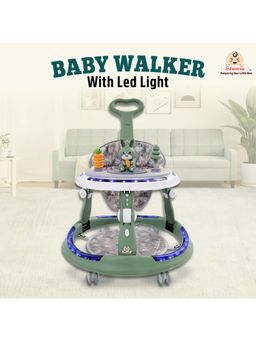INFANTSO - Green 4 in 1 Baby Walker with Light 4 Level Seat & 3 level Height Adjustment (6-24 Months)