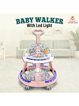 INFANTSO - Pink 4 in 1 Baby Walker with Light 4 Level Seat & 3 level Height Adjustment (6-24 Months)