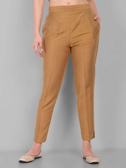 Mera Rang - Old Gold Ankle Cotton Silk Pant