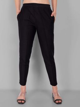 Mera Rang - Black Drainpipe Cotton Silk Pant