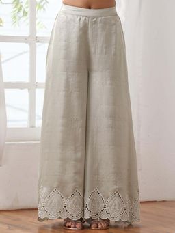 Swtantra - Green Lux Embroidered Palazzo