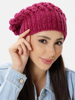 Magic Needles - Pink Self Design Beanie