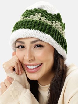Magic Needles - Green Self Design Beanie