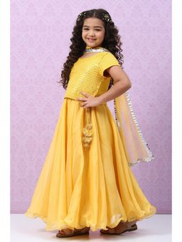 Biba - Yellow Embroidered Lehenga (Set of 3)