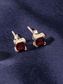 Margento Jewels - 925 Sterling Silver Elegant Red Garnet Stud