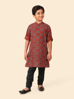 Fabindia - Red Cotton Jarak Printed Kurta