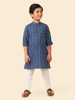 Fabindia - Light Blue Cotton Dobby Kurta