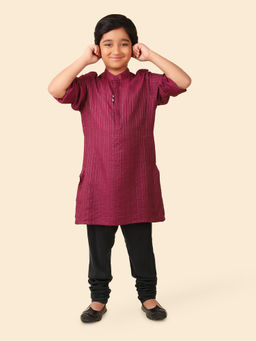Fabindia - Purple Viscose Blend Striped Kurta