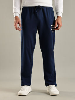 Tommy Hilfiger - Men Navy Blue Regular Fit Logo Mid Rise Trackpant