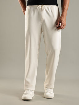 Tommy Hilfiger - Men Off White Regular Fit Logo Mid Rise Trackpant