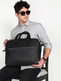 Sassora - Genuine Leather Black Mens Messenger Bag - A089_NEO (L)