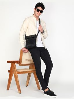 Sassora - Genuine Leather Mens Grey Sling Bag (M)