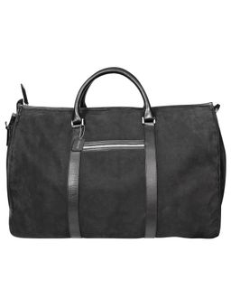 Sassora - Nubuck Leather Multi Purpose Foldable Weekend Duffle Bag Black (L)