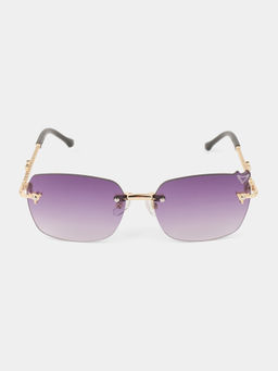 DukieKooky - Purple Solid Uv Protection Rimless Plastic Sunglasses Dksg579D (M)