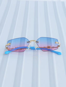 DukieKooky - Blue Solid Uv Protection Full Rim Plastic Sunglasses Dksg590E (M)