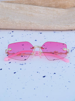 DukieKooky - Pink Solid Uv Protection Full Rim Plastic Sunglasses Dksg590F (M)