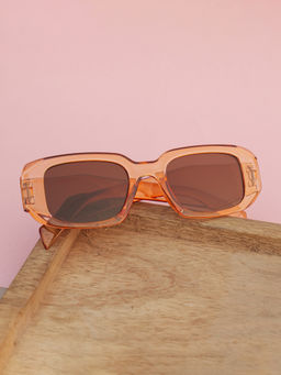 DukieKooky - Brown Solid Uv Protection Full Rim Plastic Sunglasses Dksg599G (M)