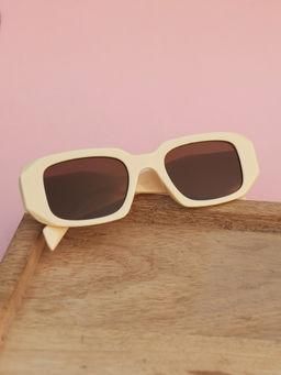 DukieKooky - Brown Solid Uv Protection Full Rim Plastic Sunglasses Dksg599E (M)