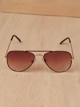 DukieKooky - Brown Solid Uv Protection Full Rim Plastic Sunglasses Dksg602B (M)