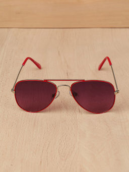 DukieKooky - Red Solid Uv Protection Full Rim Plastic Sunglasses Dksg602D (M)