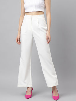 Latin Quarters - Womens White Solid Casual Pant
