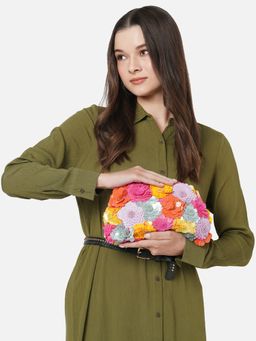 Accessorize London - Womens Multi 3D Floral Cloud Clutch