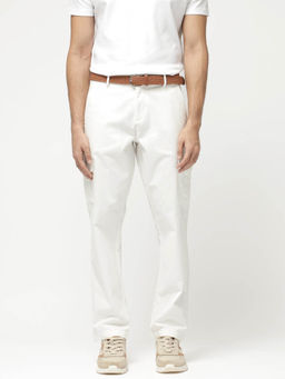 Rare Rabbit - Apex White Plain Regular Fit Trouser