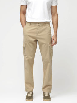 Rare Rabbit - Apex Beige Plain Regular Fit Trouser