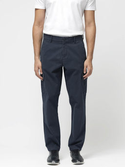 Rare Rabbit - Apex Navy Blue Plain Regular Fit Trouser
