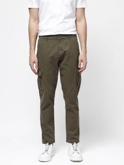 Rare Rabbit - Apex Olive Plain Regular Fit Trouser