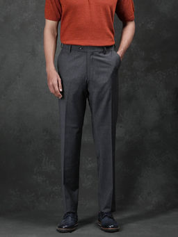 Rare Rabbit - Arbo Grey Plain Regular Fit Trouser