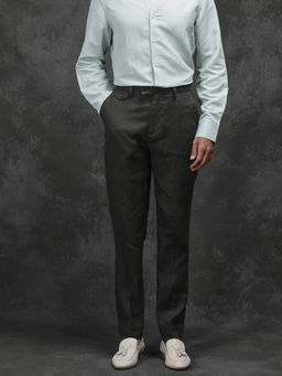 Rare Rabbit - Arcelo-2 Olive Plain Regular Fit Trouser