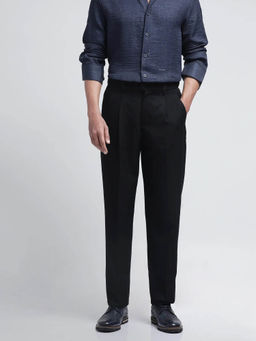 Rare Rabbit - Aront B Black Plain Relaxed Fit Trouser