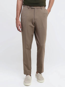 Rare Rabbit - Austin Beige Plain Relaxed Fit Trouser