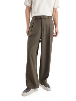 Rare Rabbit - Brelint Brown Plain Relaxed Fit Trouser