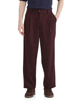 Rare Rabbit - Brelint Maroon Plain Relaxed Fit Trouser