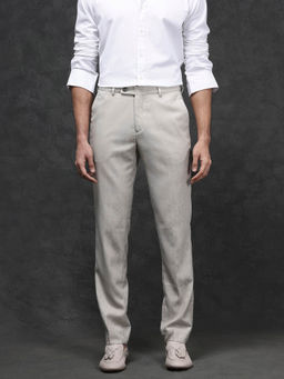 Rare Rabbit - Bristol Beige Jacquard Regular Fit Trouser