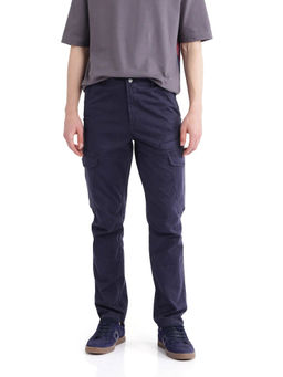 Rare Rabbit - Ceder-1 Dark Navy Blue Plain Regular Fit Trouser