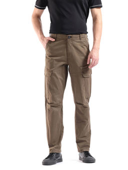Rare Rabbit - Ceder-1 Brown Plain Regular Fit Trouser
