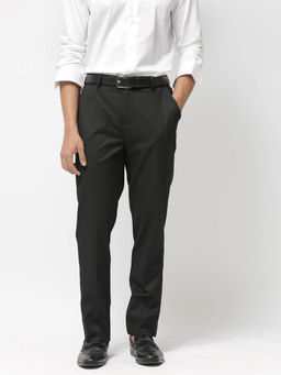 Rare Rabbit - Chamey Black Plain Regular Fit Trouser