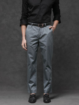 Rare Rabbit - Comotel Grey Plain Regular Fit Trouser