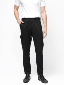 Rare Rabbit - Curon Black Plain Regular Fit Trouser