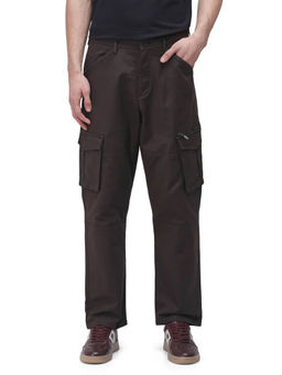 Rare Rabbit - Dima Dark Brown Plain Regular Fit Trouser