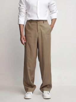 Rare Rabbit - Essot Brown Plain Baggy Fit Trouser