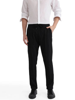 Rare Rabbit - Evita Black Striped Regular Fit Trouser