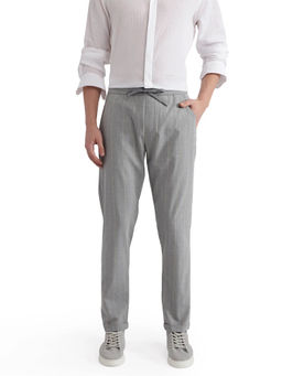 Rare Rabbit - Evita Grey Striped Regular Fit Trouser