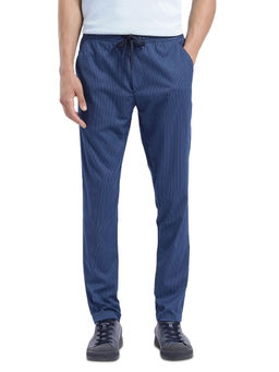 Rare Rabbit - Glew Dark Blue Striped Regular Fit Trouser