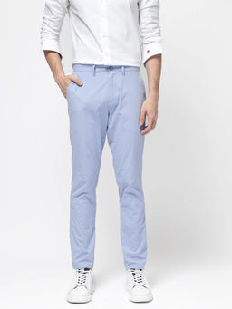 Rare Rabbit - Harlow Pastel Blue Textured Regular Fit Trouser