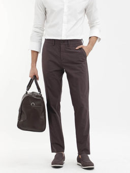 Rare Rabbit - Harlow Brown Textured Regular Fit Trouser