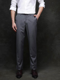 Rare Rabbit - Ital Grey Plain Regular Fit Trouser